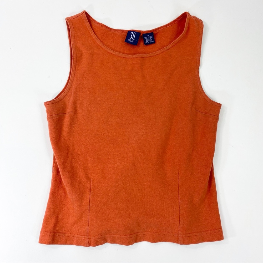SO Orange Tank Top Women's Sleeveless Ribbed Shell